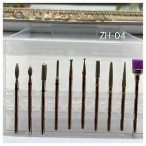 10 pcs SET ZH-04 Driil Bur Fine 3/32 Efile Flat Top Professional electric nail